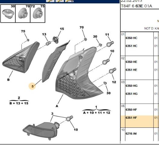 Sağ Stop Yan Bakalit 3008 (6351.HF)