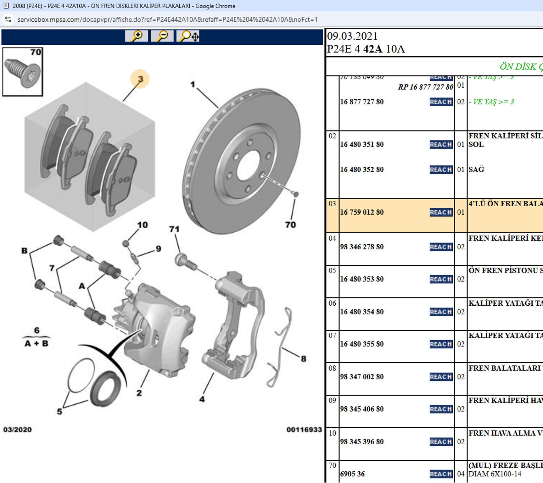 Psa Ön Fren Balata Takımı 1623057680