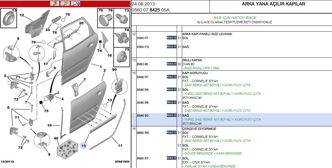 Arka Kapı Cıta Sag C4 Pc Çıta Sağ (8546.S0)