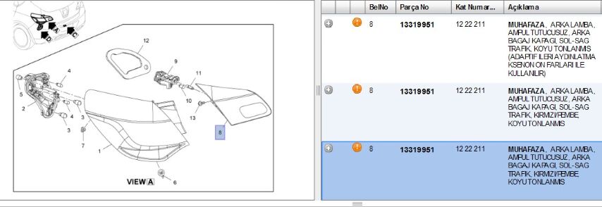 Stop Sol İç Ast J Hb Epc Bak Lambası Ic Koyu Tonlu Astra (13319951)