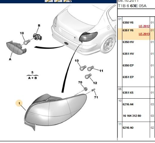 Sağ Stop 206 Sedan (6351.Y6)