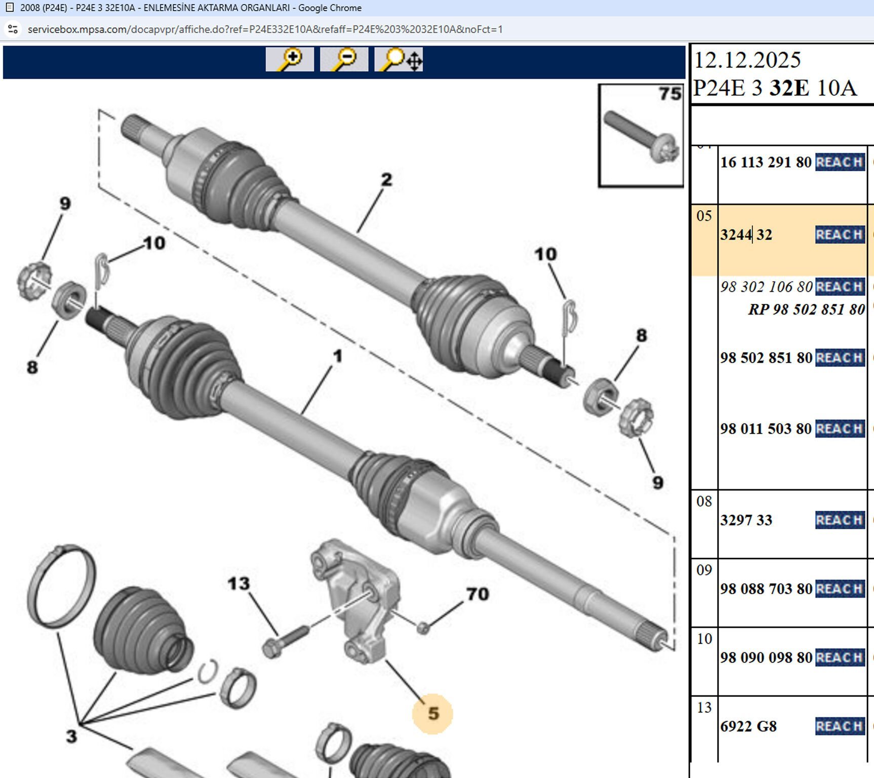 Psa Aks Bağlantı Ayağı Transmisyon Mili Yatağı
