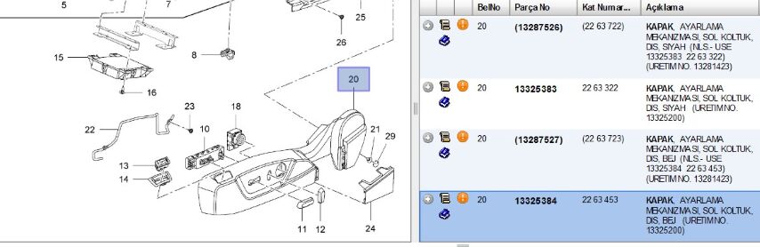 Koltuk Bakalit On Sol Dıs Ayar Mekanız Insıgnıa (13325384)