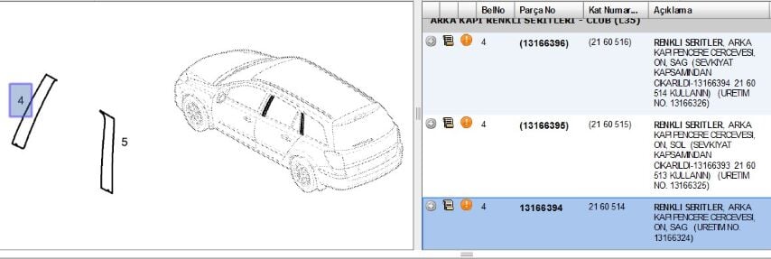 Kapı Direk Bandı Arka Sağ Ast H Folya On Sag Astra Sonlandırıcı - Ov Legacy (13166394)
