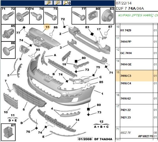 Ön Panel Üst Kaplaması 40 (7416.C3) (,07416.63)