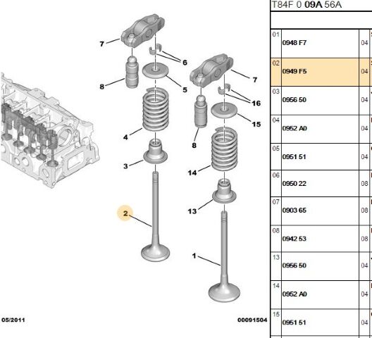 Egzos Subap Yeni No 9826979080 Egzoz Supabı (0949.F5) (,0EGZOZ SUPABI ,9826979080)