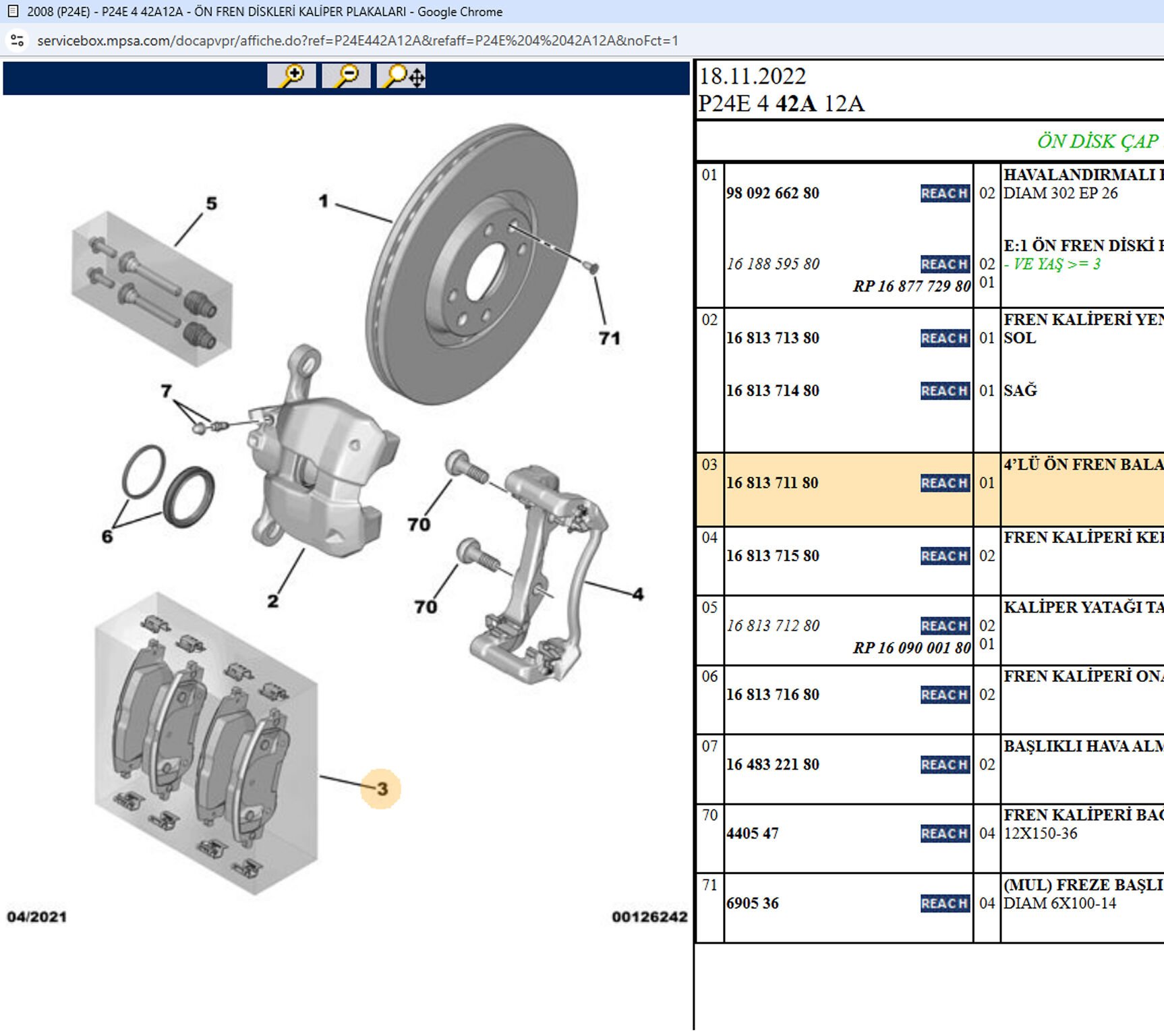 Psa Ön Fren Balata Takımı