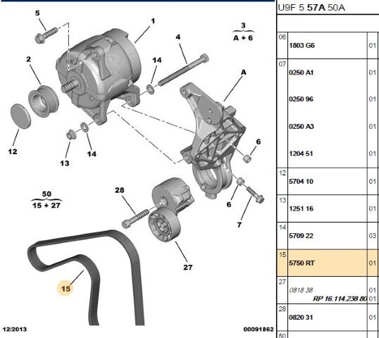 Alternatör Kayışı Boxer Ducato 3 6pk1165 (5750.RT)