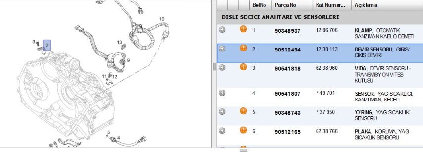 A T Giriş/çıkış Sensör Sanzıman Gırıs Sensoru A14xer Corsa D (90512494)