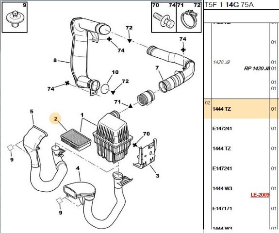 Hava Filtresi Fıltresı 307 Dw10 Dw10ated (1444.TZ) (,01444.VW,1444.CE,1444.W5)