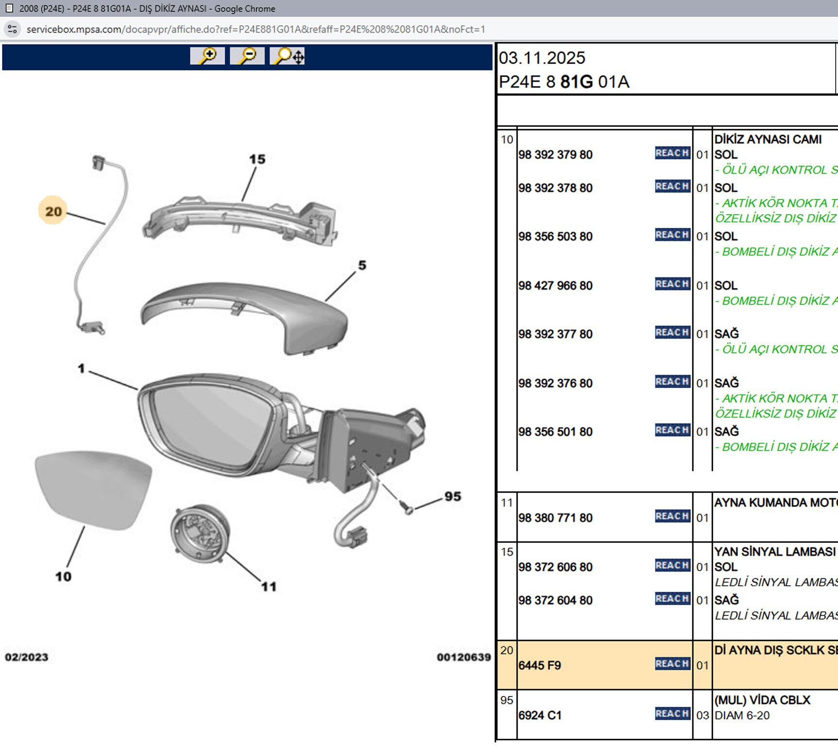 Psa Ayna Dış Sıcaklık Müşiri