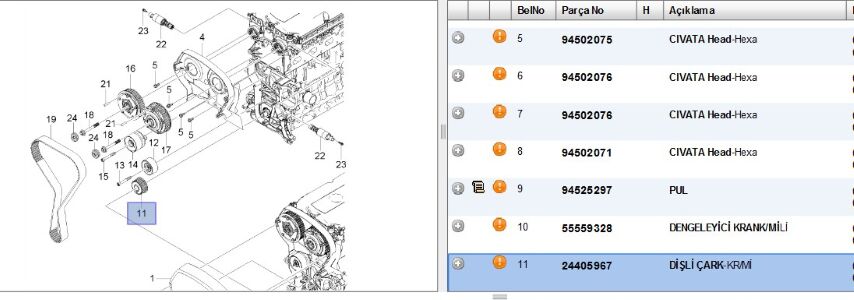 Dişli Krank Dıslısı Cruze (24405967)