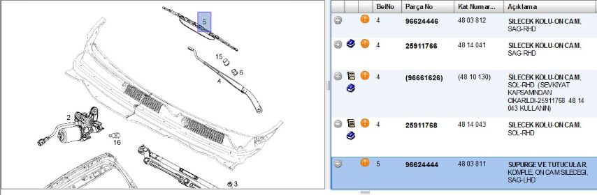 Silecek Süpürgesi Ön Sağ Cap/kal/ave/ev Sılecek Supurgesı On Sag Antara (96624444)