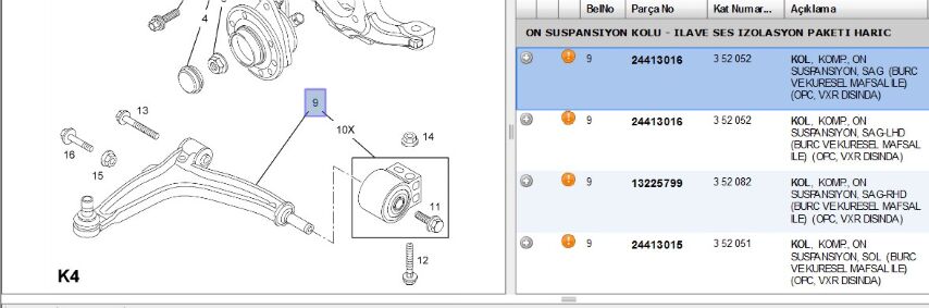 Alt Tabla Sağ Vec C Salıncak Sag Vectra (24413016)