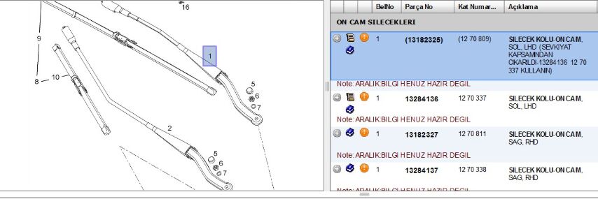 Ön Silecek Kol Sol Cor D Sılecek Kolu On Corsa D/corsa E (13182325) (,013284136,KÖMÜR TAŞIYICI )