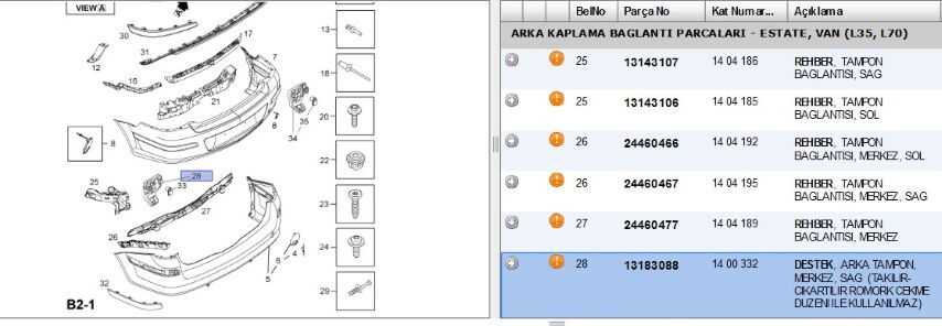 Destek Elemanı Tampon(ar)braketıastra-h Tampon- Ov Legacy (13183088)
