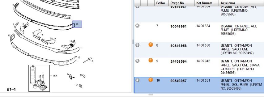 Ön Tampon Alt Last Sol Ast G Lastıgı On Astra (1400531) (90546957)