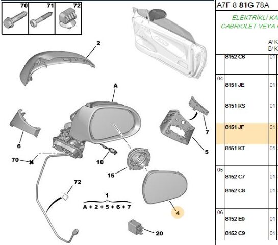 Sağ Ayna Camı Sag (8151.JF)