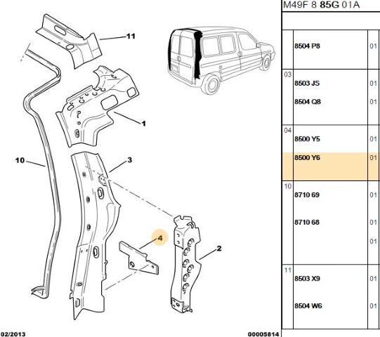 Sağ Arka Direk İç Takviye Sag Dırek Iç Takvıyesı (8500.Y6)