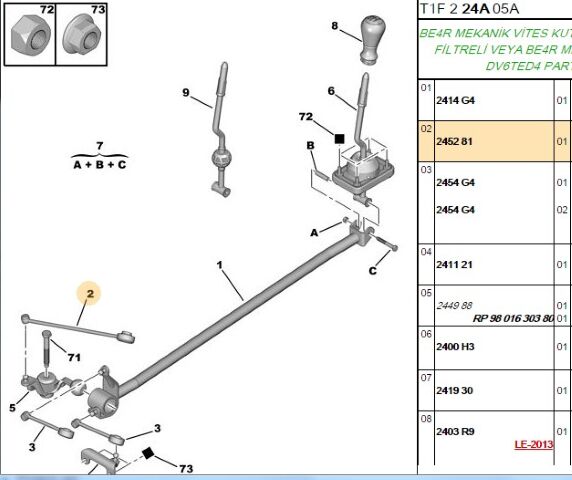 Vites Çubuğu Vıtes Levyesi Uzun Partner/206 Be4r (2452.81)