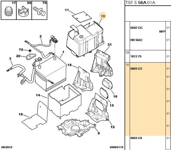 Akü Kutusu 5603 F1 307 Restyl (5603.G3) (,05603.F1)