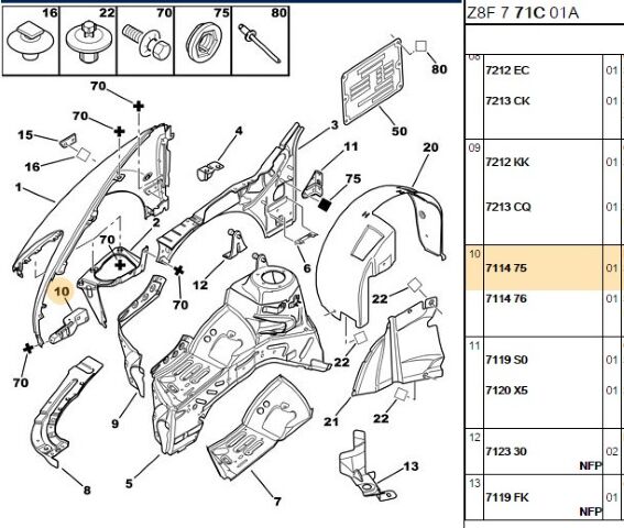 Ön Far Sacı Tutucu Sol 607 (eski No 7113 71) (7114.75) (,07113.71)
