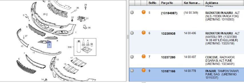 Sis Kapak Sağ Ast H 3k Sisli Tampon Ön Kap (s Lı Sol Astra-h (13187166)