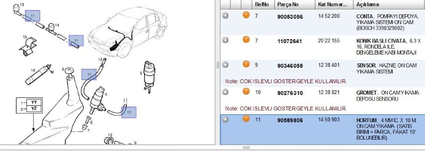 Cam Su Hortum Bilimum Sılecek Hortumu Blm Opel (90589806)