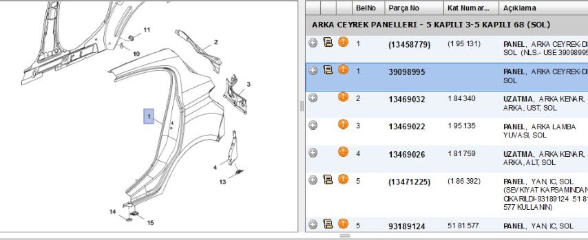 Çamurluk Arka Sol Cor E Camurluk 5 Kp Corsa (39098995)