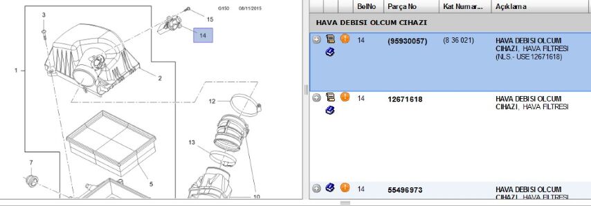 Part Aır Flow Meters Hava Debımetresı Opel Mokka A16dth B16dth A17dts (836021) (95930057) (,0DEBİMETRE ,12671618)
