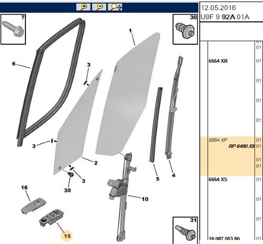 Cam Kumanda Düğmesi Sol Boxer 3 (6490.X9) (,06554.XP)