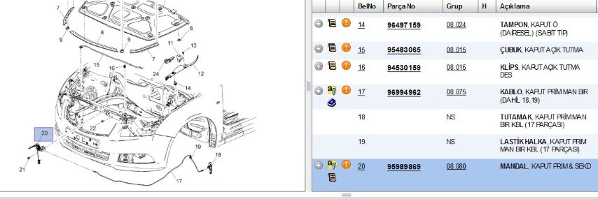Kaput Kilidi Kılıt Mandalı 511351(b)cruze 511351cruze (95989869)