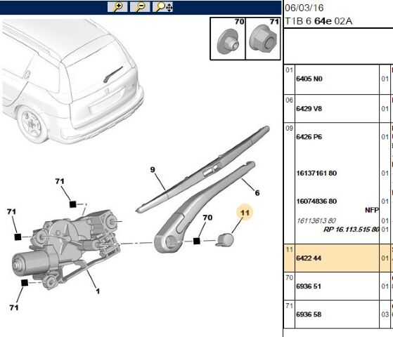 Arka Silecek Kol Kapağı Sılecek Kapagı 206 Sw ( 2 Lik ) (eski No 6422 42) (6422.44) (,06422.42)