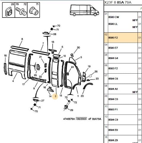 Sol Yan Duvar Ön Sacı Uzu (8500.F2) (,08500.F1)