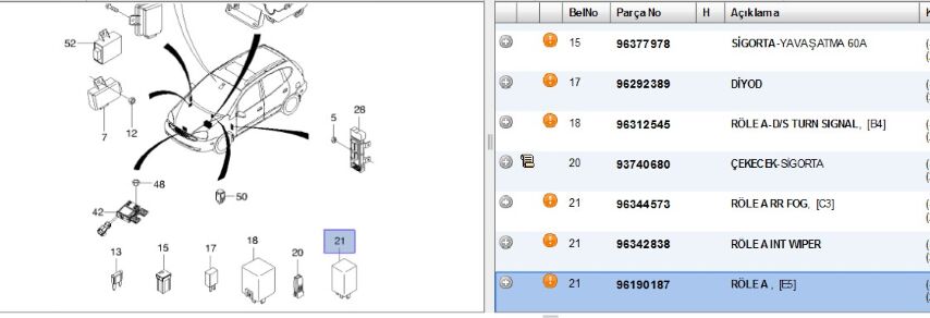 Part Role Sıs Farı Icın Lacettı Kalos (96190187)