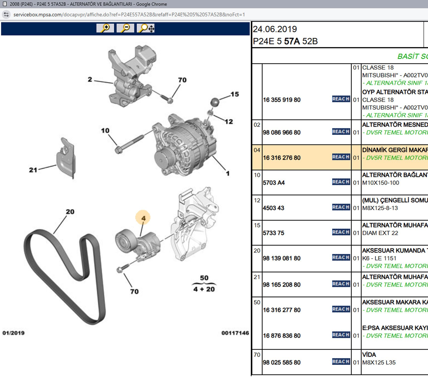 Psa Alternatör Gergi Rulmanı 3556426