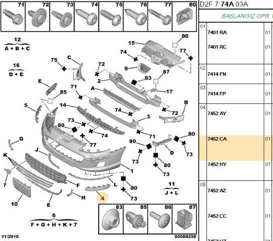 Sol Ön Tampon Bandı 407 (7452.CA)