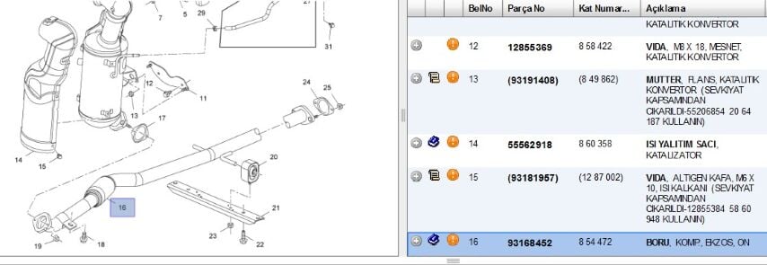 Part Eksoz Borusu Astra J 1 3 Cdti Exhaust Pipe Front (93168452)