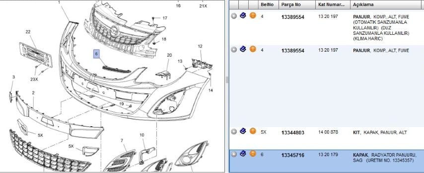 Ön Panjur Izgarası Sağ Cor D 2012 Panjuru Sag B4115 (b)corsa Corsa (13345716)