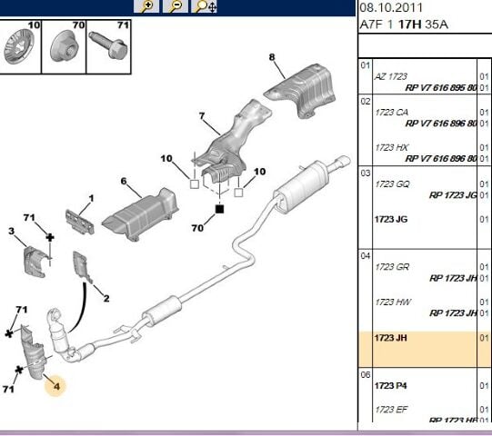 Egsoz Isı Kalkan Sacı Ep6cdt/ep6dt /208 /308(t7) /3008 (t84e) /5008 (t87e)  (1723.JH) (,01723.CG)
