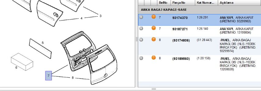 Bagaj Kapak Mer A Kapagı (k) 64134713 Merıva (93174370)
