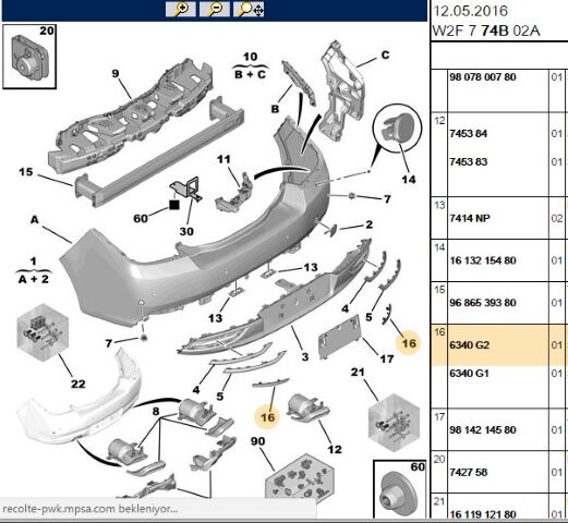Arka Tampon Kedi Gözü Sol 508 / C5 X7 (6340.G2)