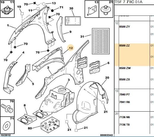 Çamurluk İç Sacı Iç (8500.ZZ) (,08500.JE)