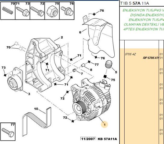 Alternatör (5705.5V) (,05705.5U,5705.AZ,5705.4J,5705.4K,ALTERNATÖR)
