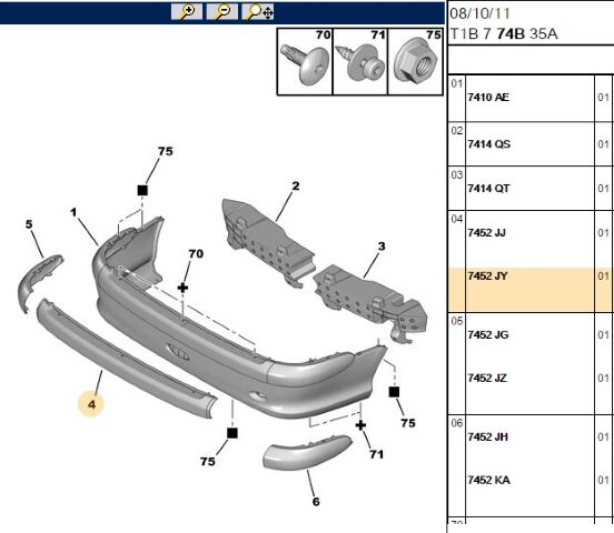 Arka Tampon Orta Kuşak 206 Sedan (7452.JY)