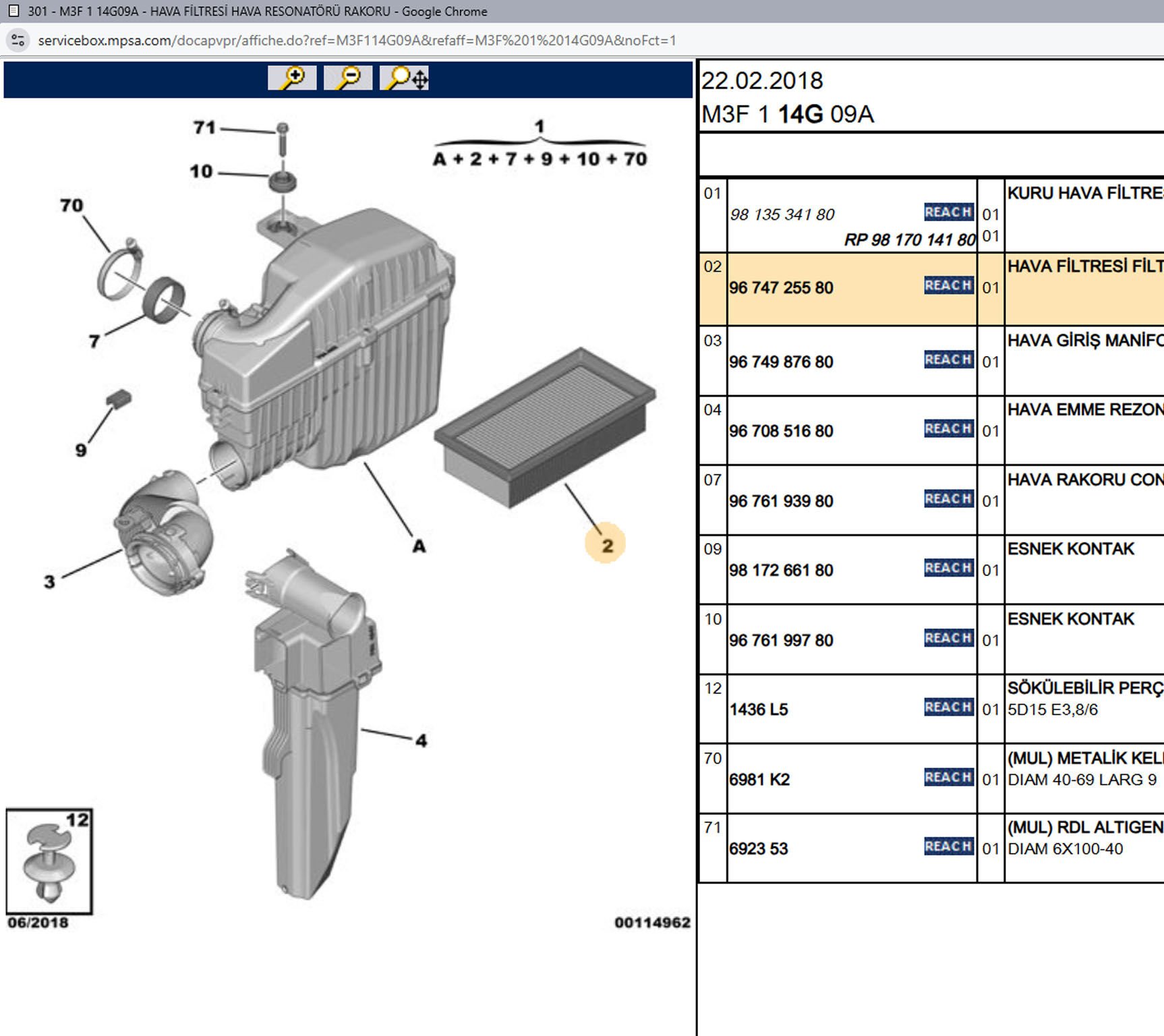 Psa Hava Filtresi 3640015