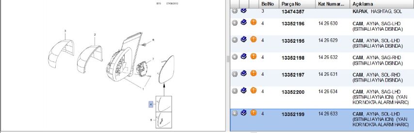 O Dikiz Aynası Ayna Camı Sol Adam (13352199)