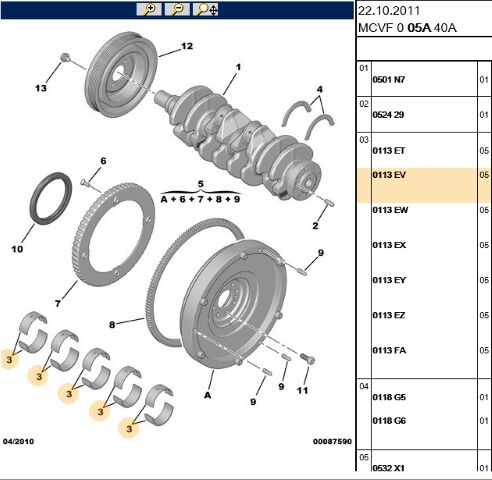 Ana Yatak 1 3 Bipper/fiorino Euro5 Multijet Motor Rulmanı (0113.EV)