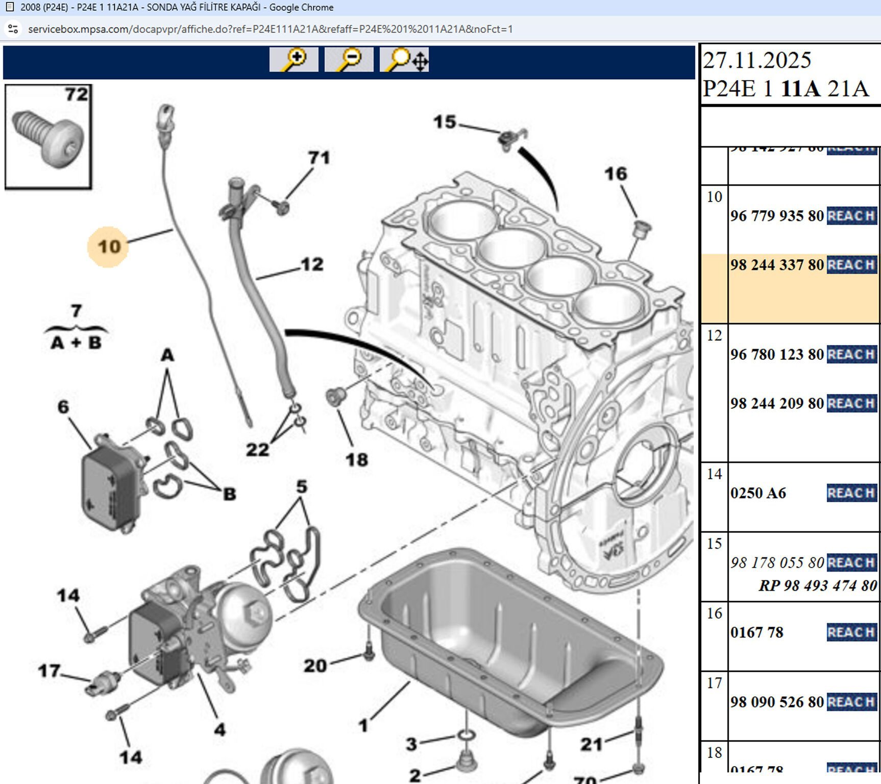 Psa Yağ Çubuğu Motor Yağı Göstergesi