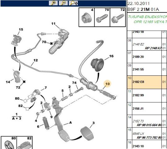Debriyaj Pedal Üst Pompa Merkez Part Tepe/berlıngo B9 (2182.E8) (,02182.69)
